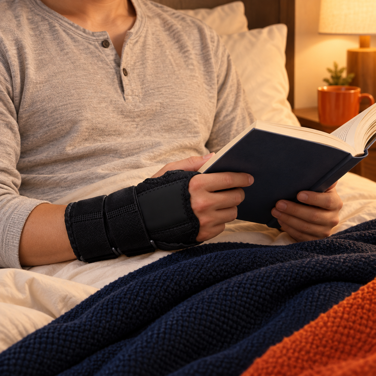Wrist support worn while reading